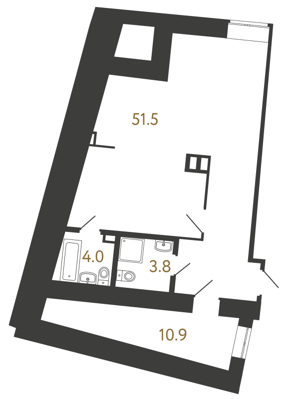 1-комнатная квартира, 70.2 м² в ЖК "Типография" - планировка, фото №1