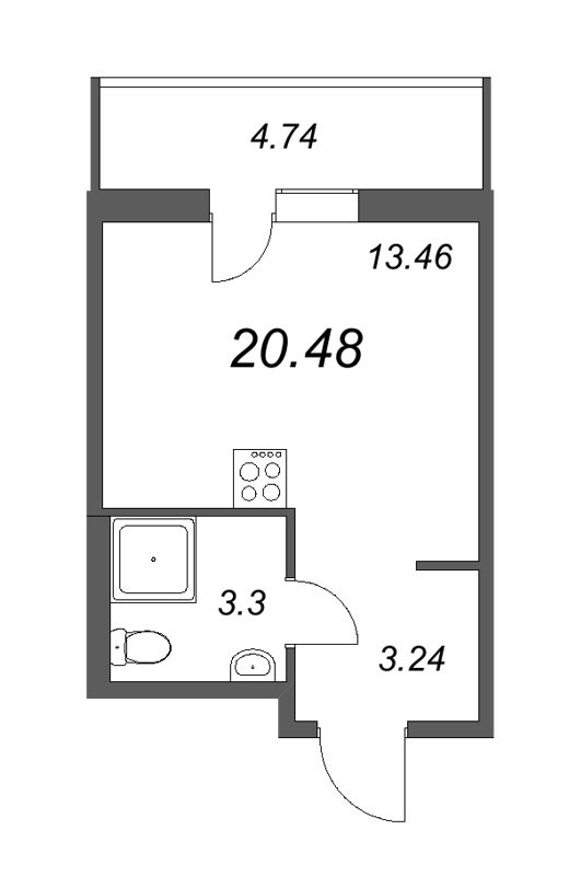 Квартира-студия, 26.67 м² в ЖК "Новые горизонты" - планировка, фото №1