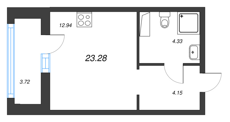 Квартира-студия, 23.28 м² в ЖК "Аквилон Leaves" - планировка, фото №1