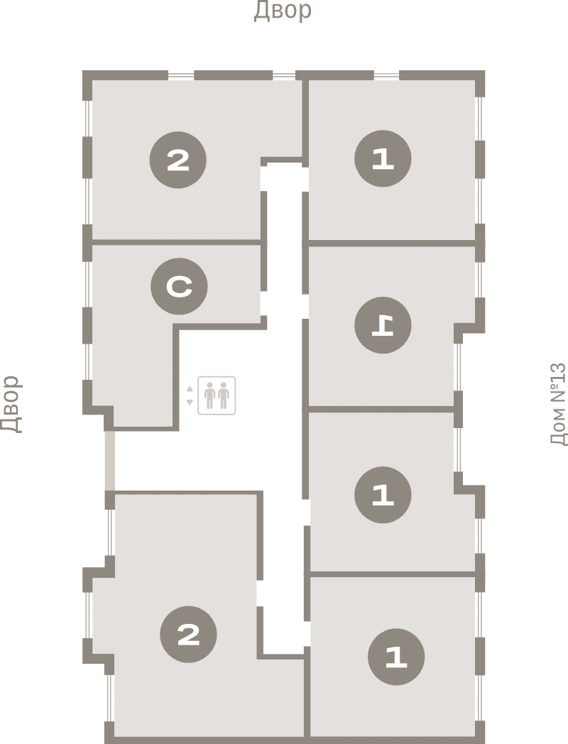 3-комнатная (Евро) квартира, 48.4 м² в ЖК "Брусника в Новоселье" - планировка этажа