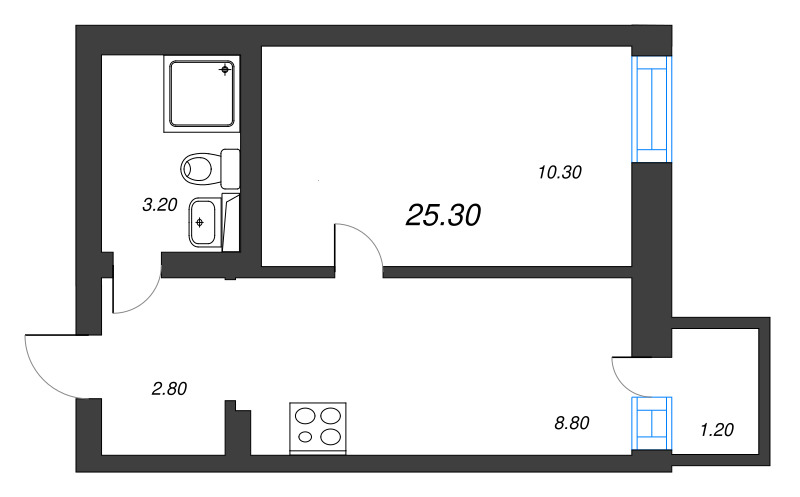 1-комнатная квартира, 25.5 м² в ЖК "Эко Квартал Нега" - планировка, фото №1