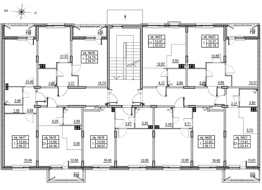 2-комнатная (Евро) квартира, 36.2 м² - планировка этажа