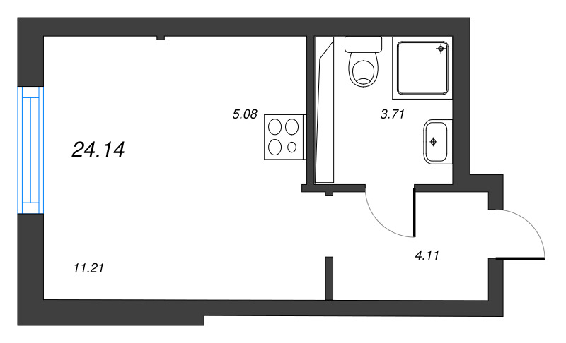 Квартира-студия, 24.14 м² в ЖК "Кронфорт. Центральный" - планировка, фото №1