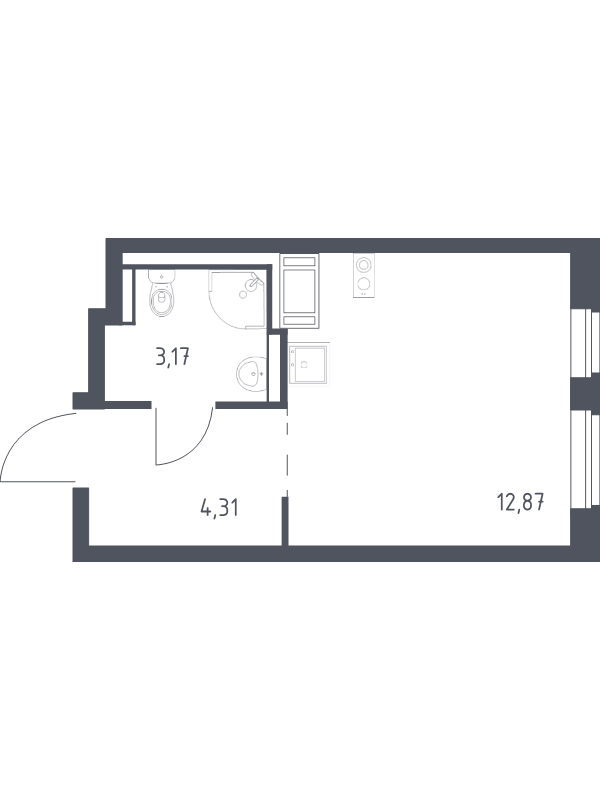 Квартира-студия, 20.35 м² - планировка, фото №1