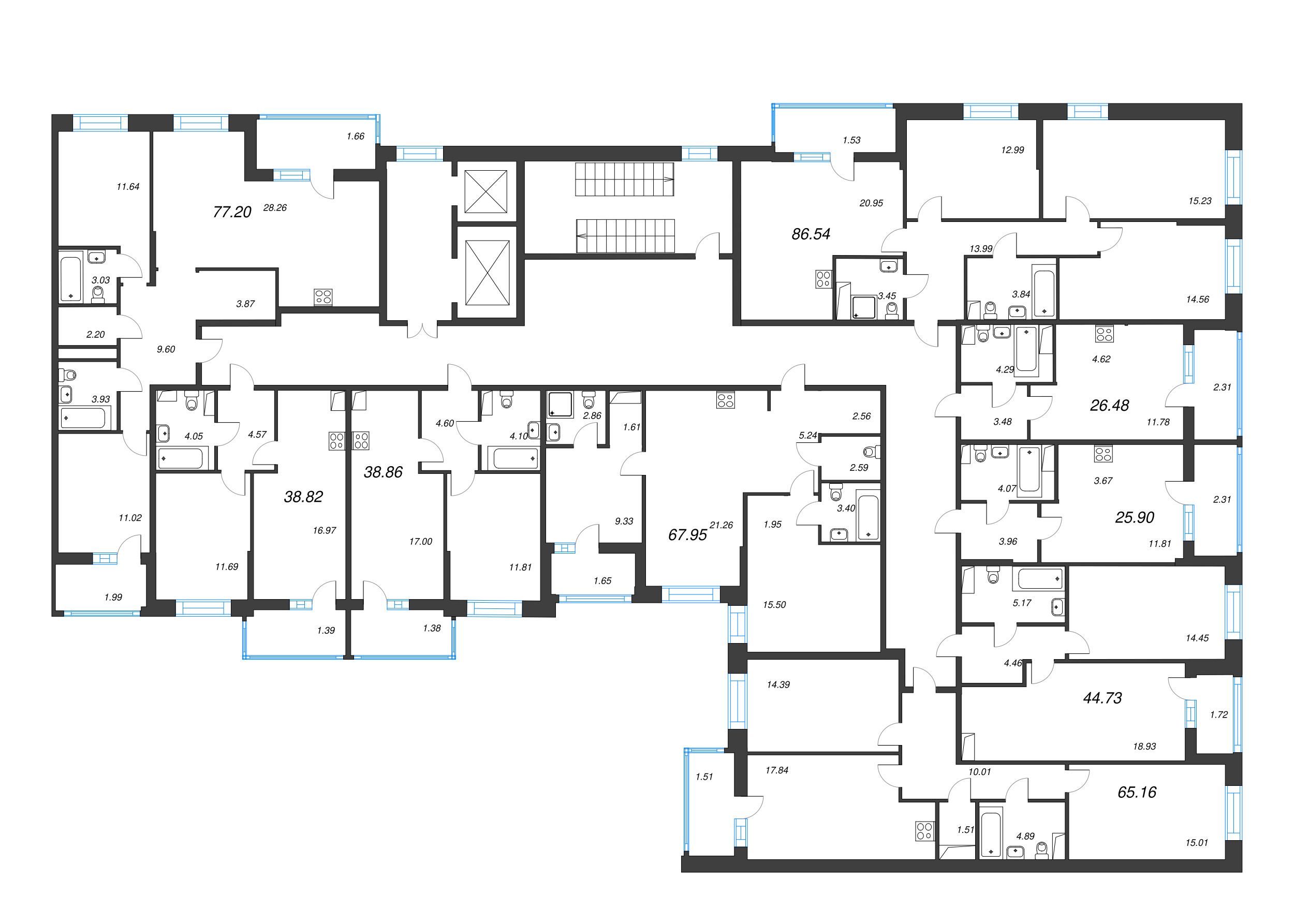 Квартира-студия, 26.48 м² - планировка этажа