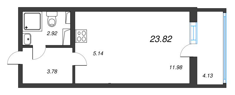 Квартира-студия, 23.82 м² в ЖК "Любоград" - планировка, фото №1