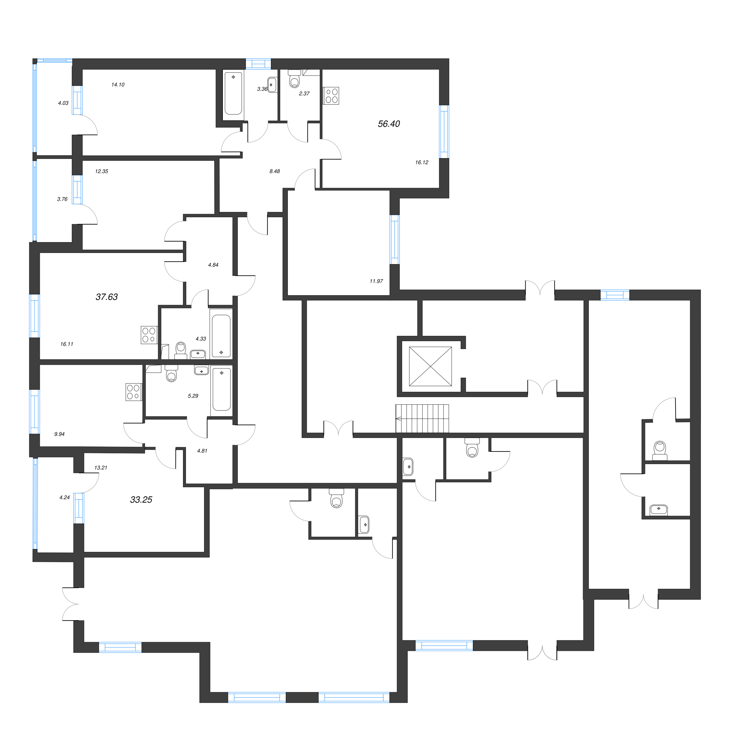 1-комнатная квартира, 33.25 м² - планировка этажа
