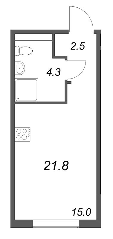 Квартира-студия, 21.8 м² в ЖК "Пулково Lake" - планировка, фото №1