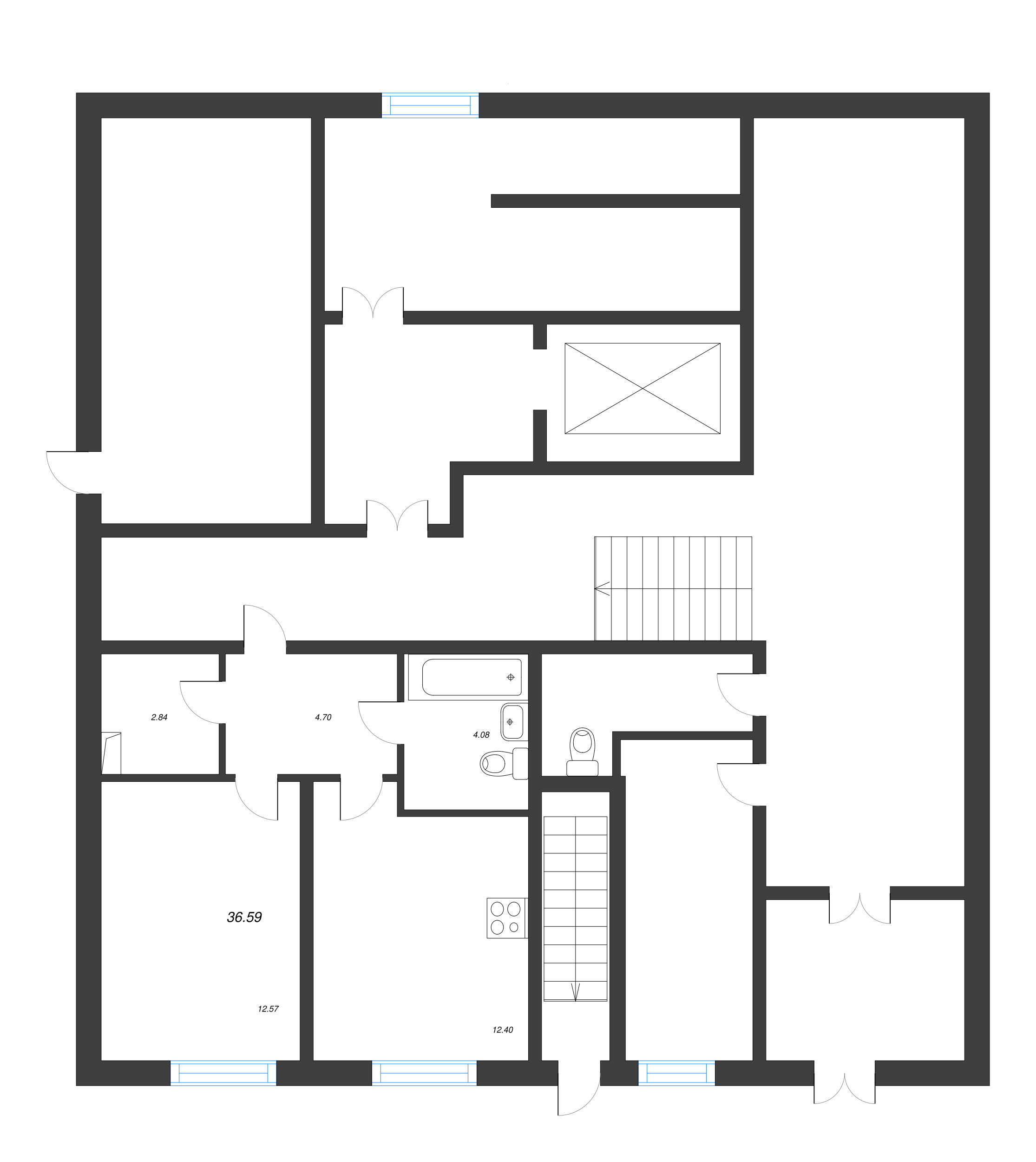 1-комнатная квартира, 36.59 м² - планировка этажа