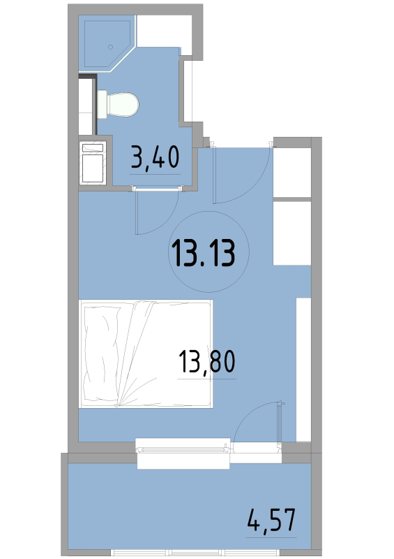 Квартира-студия, 21.9 м² в ЖК "Cosmos Smart Yuzhny" - планировка, фото №1