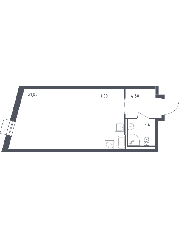 Квартира-студия, 36 м² в ЖК "Курортный Квартал" - планировка, фото №1