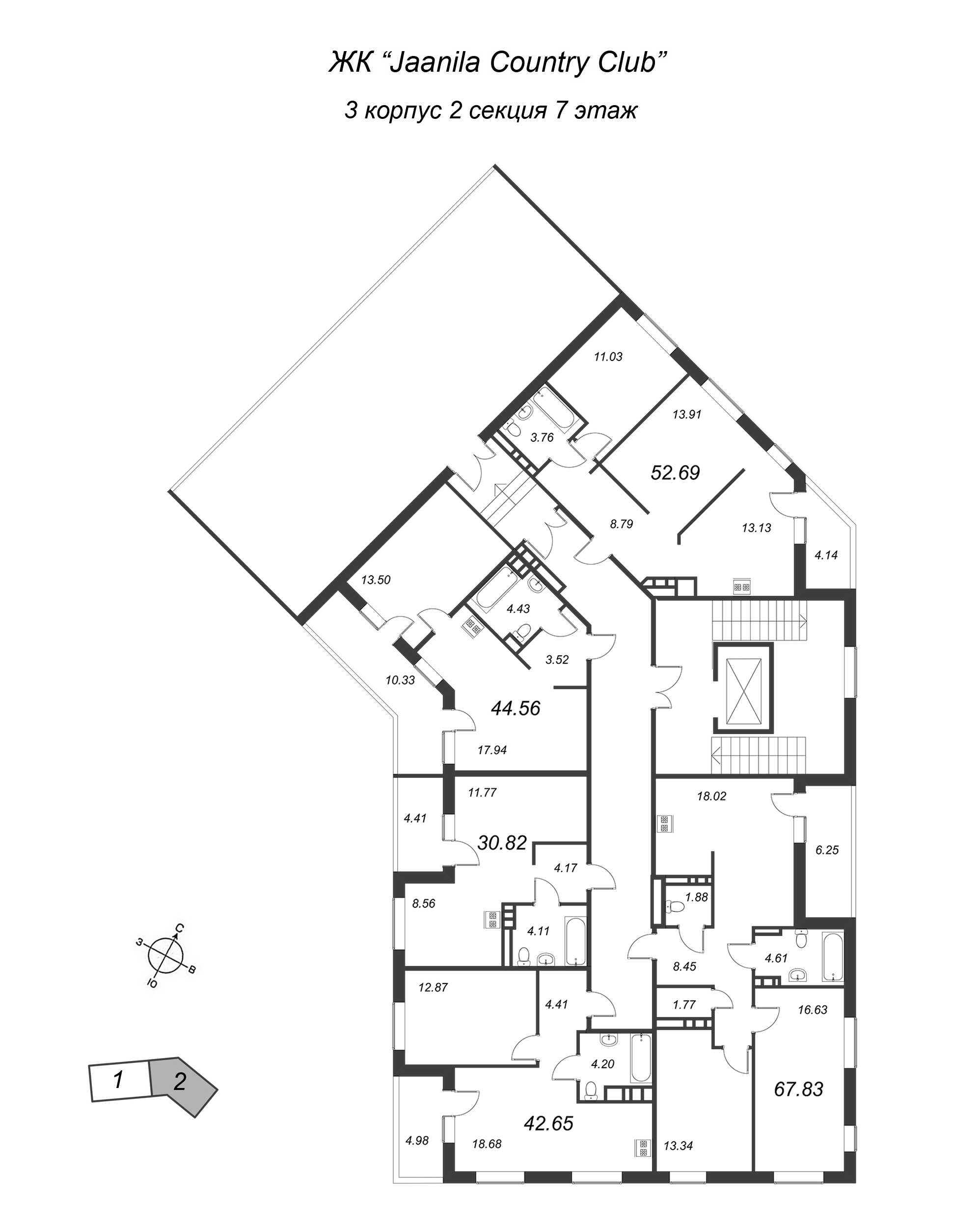 Квартира-студия, 30.6 м² в ЖК "Jaanila Country Club" - планировка этажа