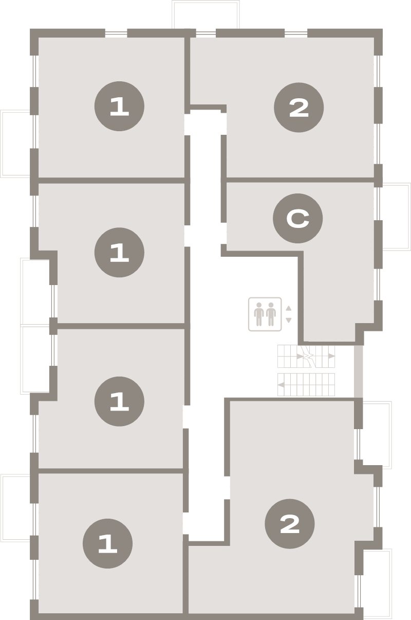 3-комнатная (Евро) квартира, 71.7 м² в ЖК "Брусника в Новоселье" - планировка этажа