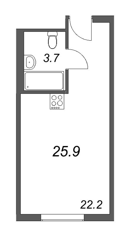 Квартира-студия, 25.9 м² в ЖК "ARTSTUDIO M103" - планировка, фото №1