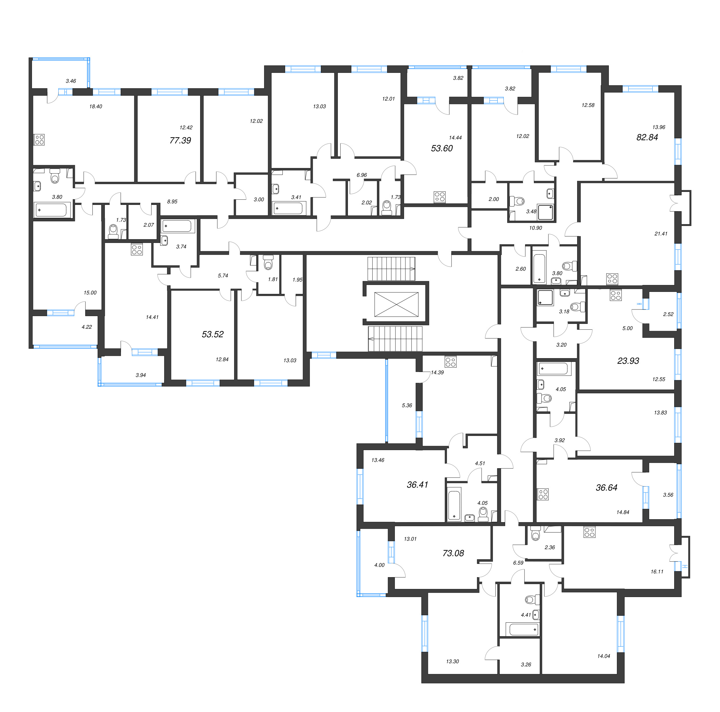 Квартира-студия, 23.93 м² в ЖК "Любоград" - планировка этажа