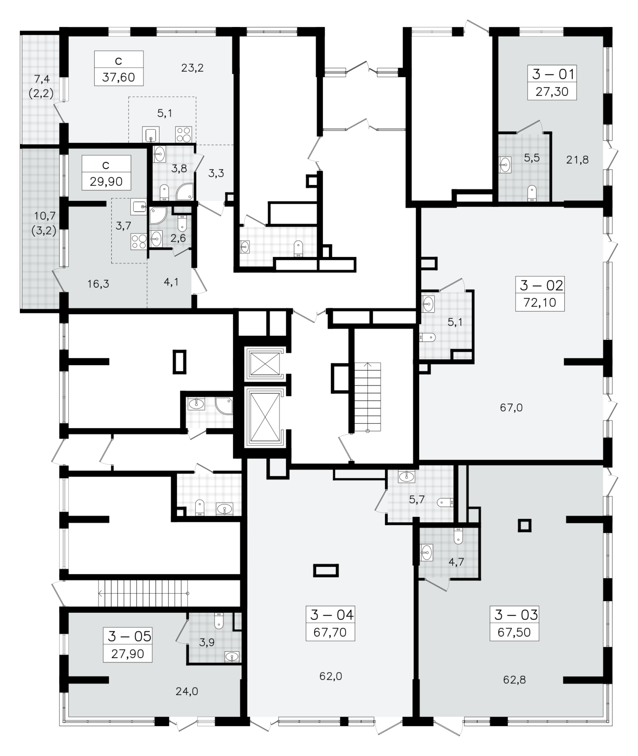 Помещение, 27.9 м² в ЖК "А101 Всеволожск" - планировка этажа
