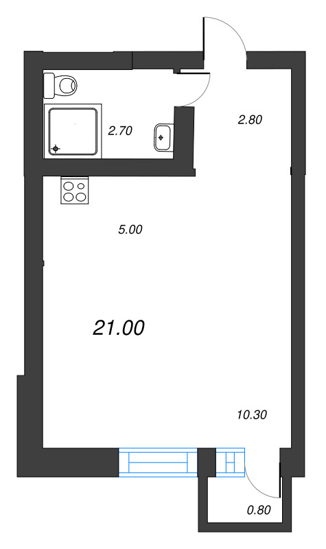 Квартира-студия, 21 м² в ЖК "ЭКО Квартал NEGA" - планировка, фото №1
