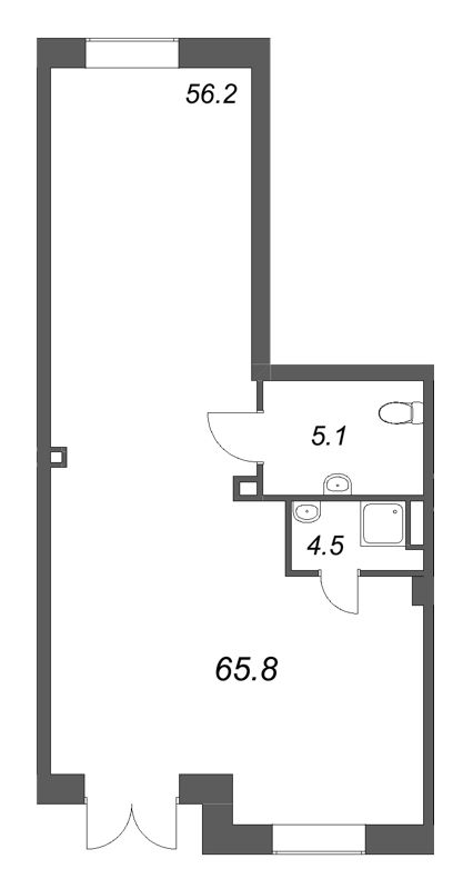 Помещение, 65.8 м² в ЖК "Большая Охта" - планировка, фото №1