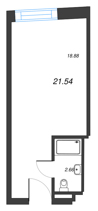 Квартира-студия, 21.54 м² в ЖК "YE’S Leader" - планировка, фото №1