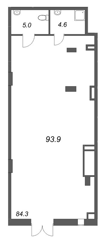 Помещение, 93.9 м² в ЖК "Большая Охта" - планировка, фото №1