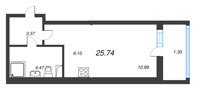 Квартира-студия, 26.23 м² в ЖК "Аквилон Верба" - планировка, фото №1