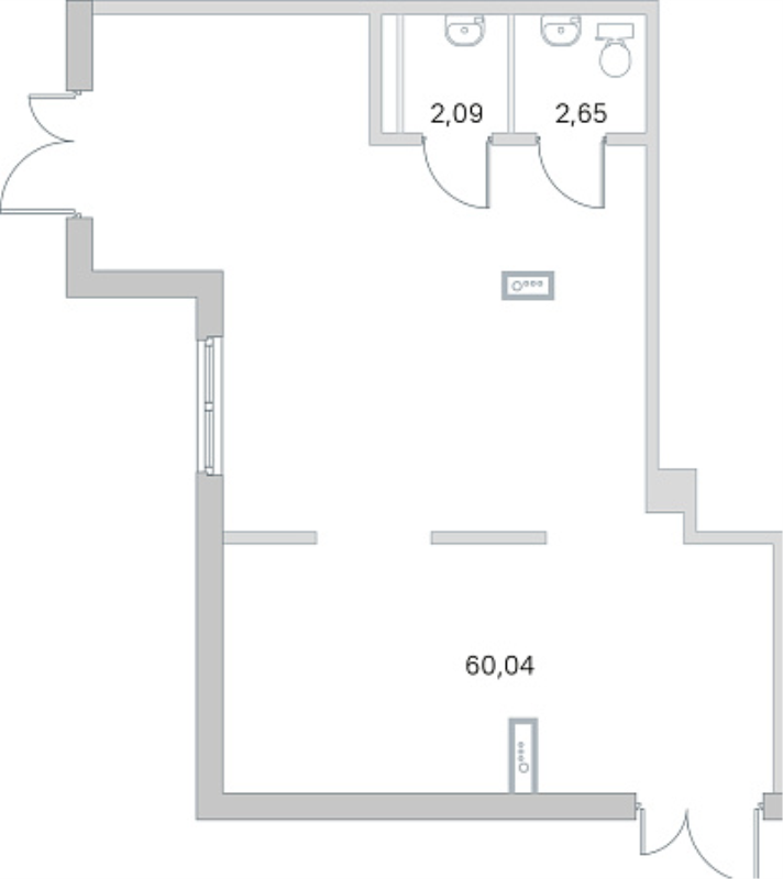 Помещение, 64.78 м² в ЖК "ЮгТаун" - планировка, фото №1