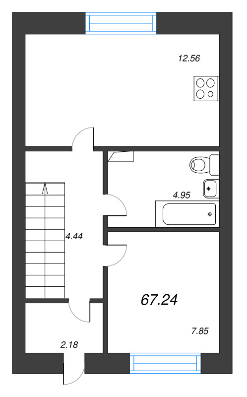 3-комнатная квартира, 67.24 м² в ЖК "Фёдоровское" - планировка, фото №1
