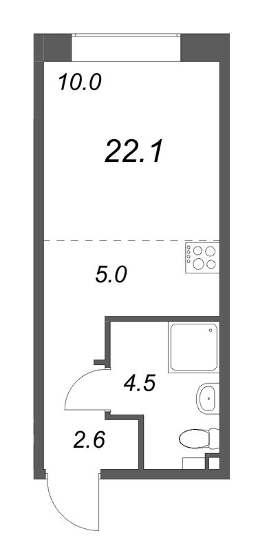 Квартира-студия, 22.1 м² в ЖК "Пулково Лейк" - планировка, фото №1