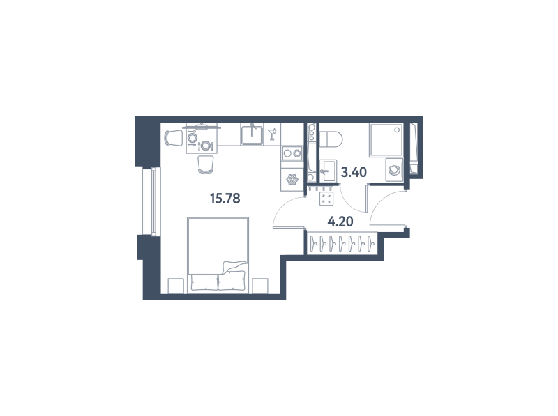 Квартира-студия, 23.34 м² в ЖК "Авеню-Апарт Пулково" - планировка, фото №1