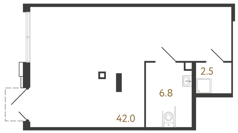 Помещение, 51.3 м² в ЖК "Струны" - планировка, фото №1