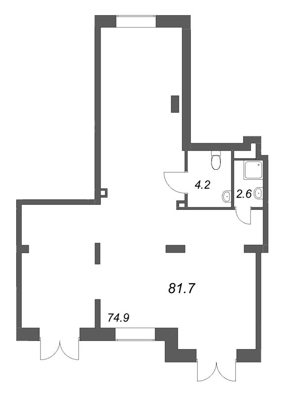 Помещение, 81.7 м² в ЖК "Большая Охта" - планировка, фото №1