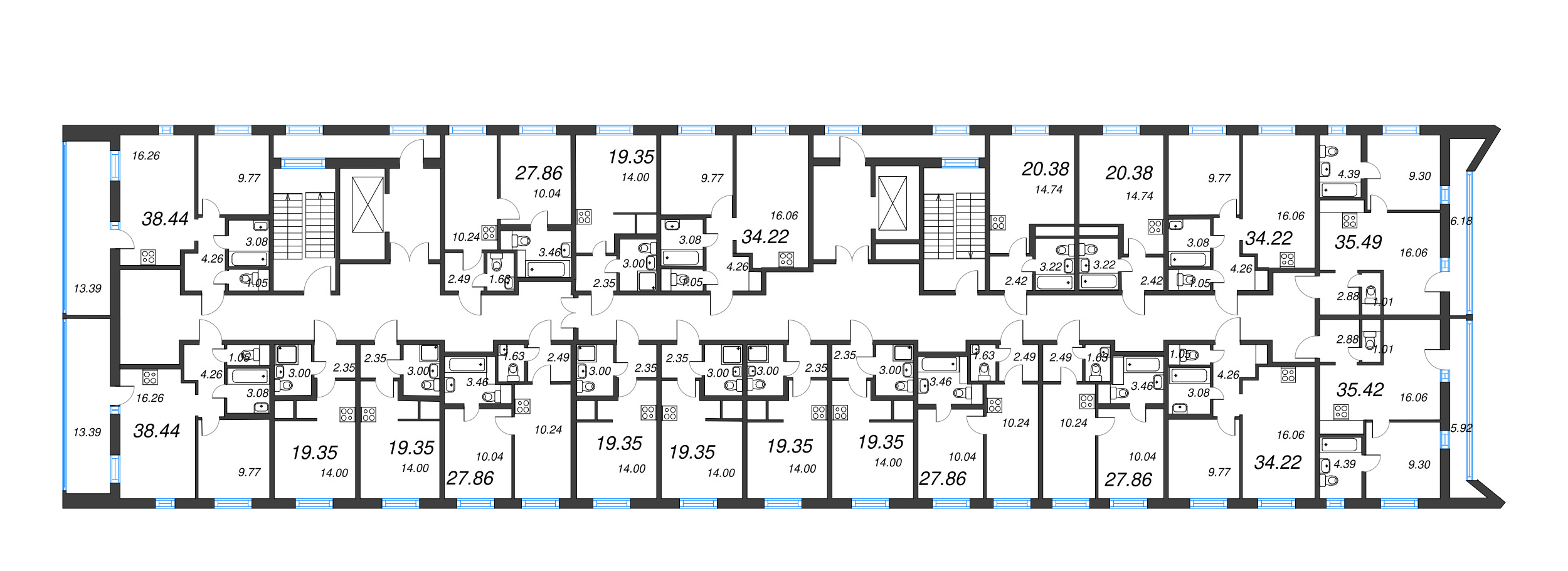 Квартира-студия, 19.35 м² в ЖК "Старлайт" - планировка этажа