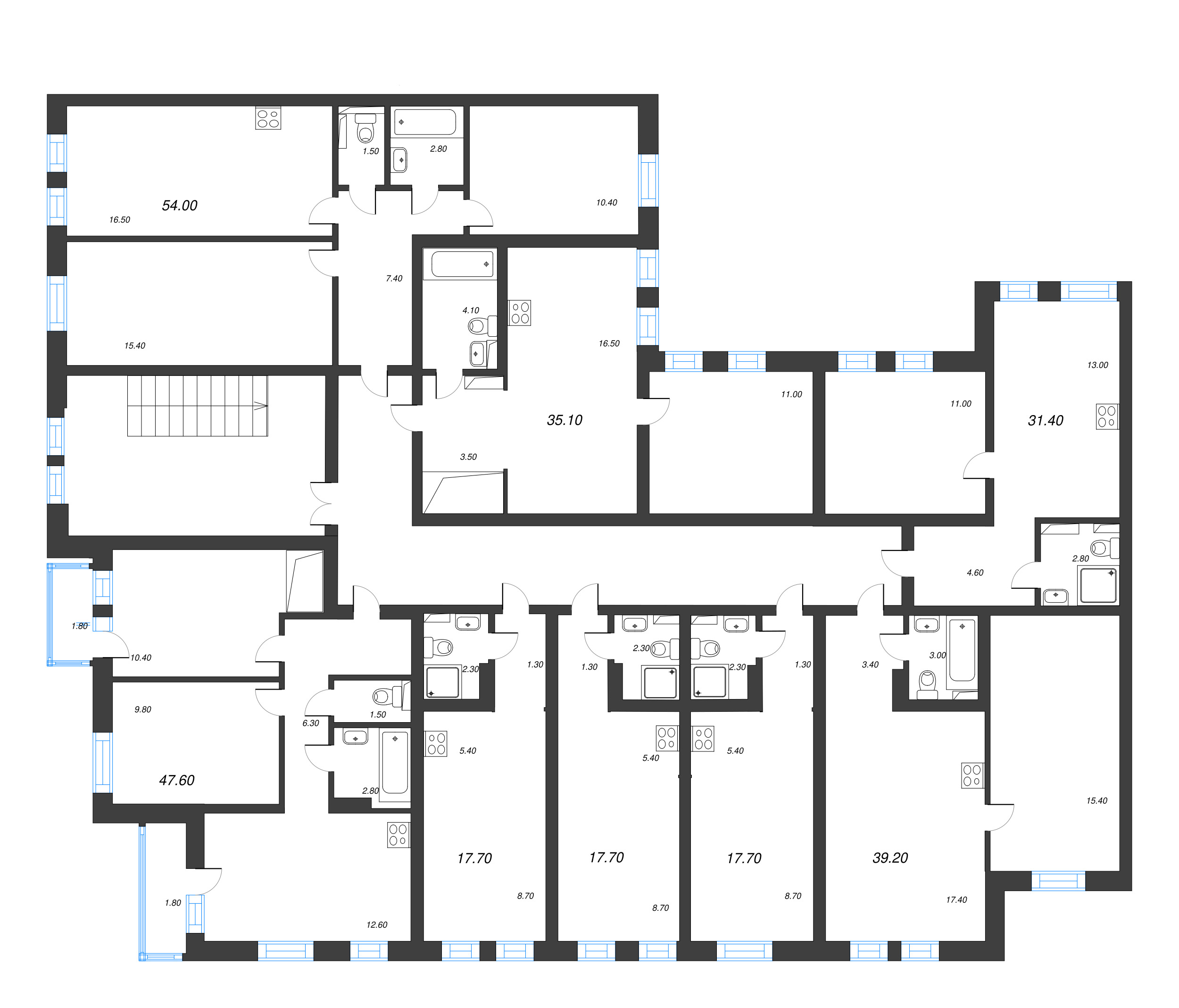 Квартира-студия, 17.7 м² в ЖК "Эко Квартал Нега" - планировка этажа