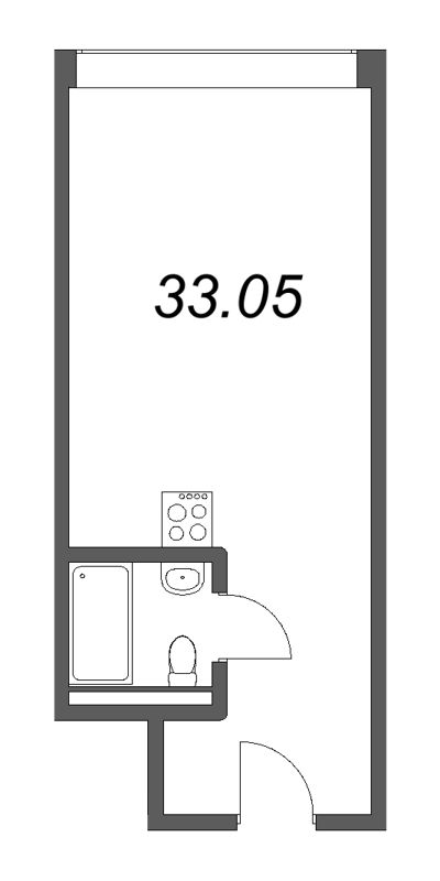 Квартира-студия, 33.05 м² в ЖК "Well Московский" - планировка, фото №1