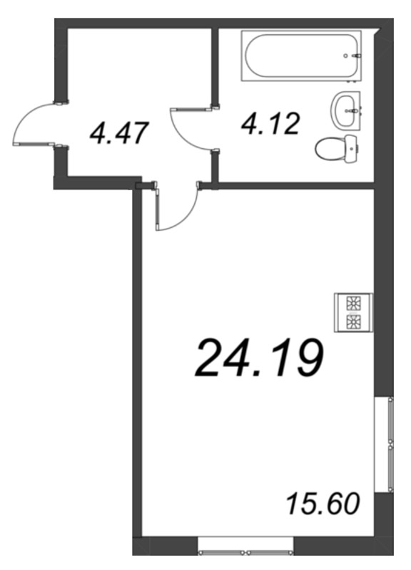 Квартира-студия, 24.19 м² - планировка, фото №1
