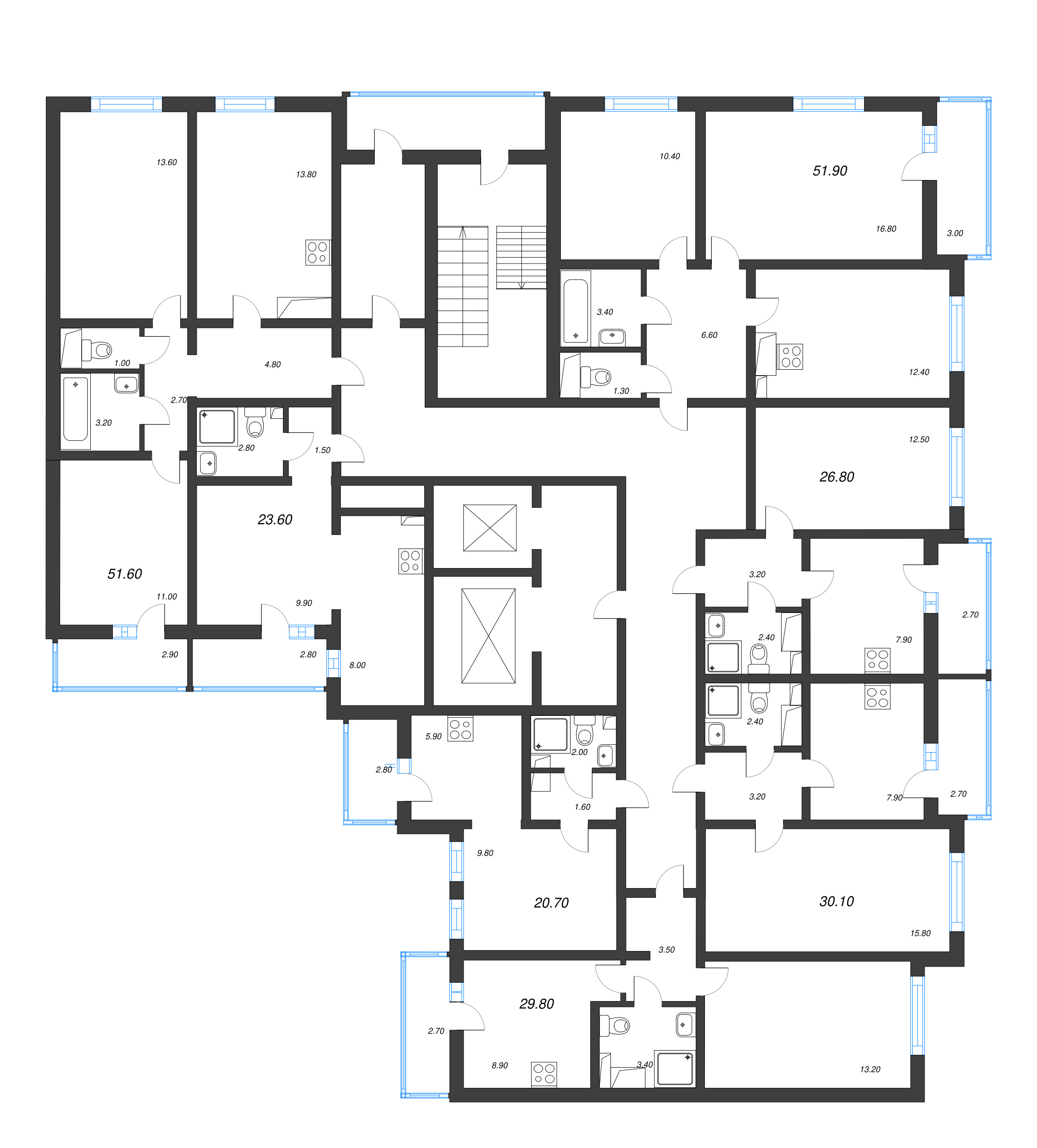 Квартира-студия, 20.7 м² в ЖК "Цветной город" - планировка этажа