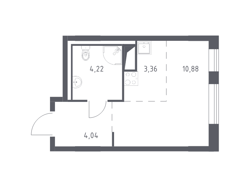 Квартира-студия, 22.5 м² в ЖК "Квартал Лаголово" - планировка, фото №1