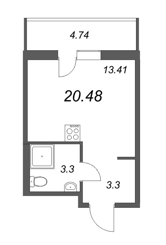 Квартира-студия, 26.67 м² в ЖК "Новые горизонты" - планировка, фото №1