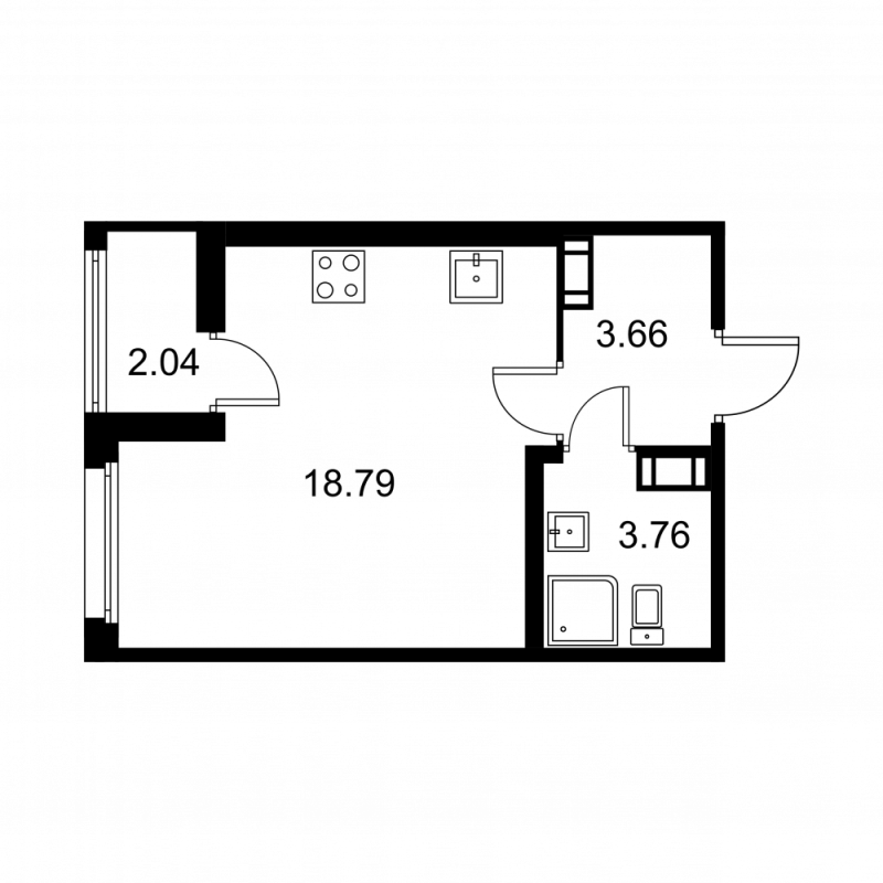 Квартира-студия, 27.23 м² - планировка, фото №1
