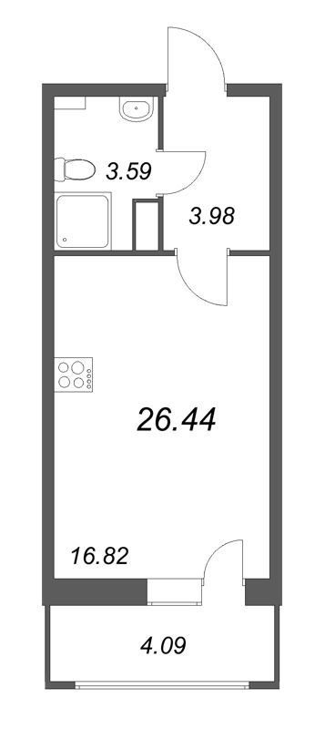 Квартира-студия, 26.44 м² - планировка, фото №1