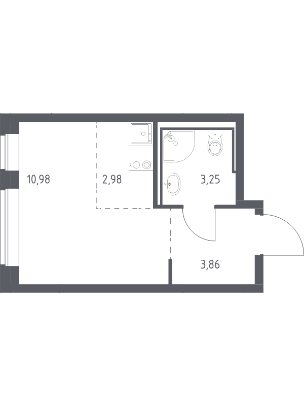 Квартира-студия, 21.07 м² - планировка, фото №1