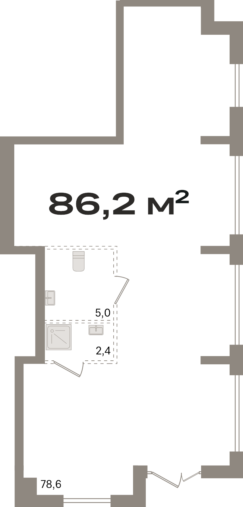 Помещение, 86.2 м² в ЖК "Брусника в Новоселье" - планировка, фото №1