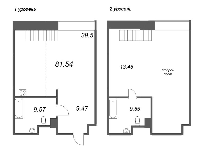 2-комнатная (Евро) квартира, 75.42 м² - планировка, фото №1