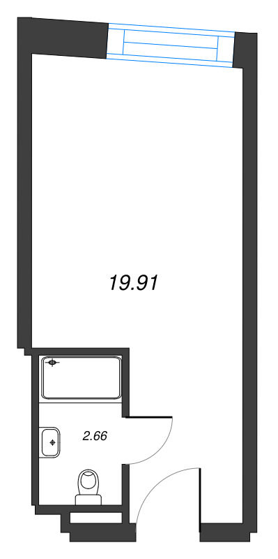 Квартира-студия, 19.91 м² - планировка, фото №1