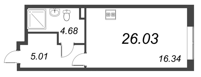 Квартира-студия, 26.03 м² - планировка, фото №1