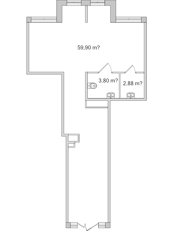 Помещение, 68.48 м² в ЖК "Город Первых" - планировка, фото №1