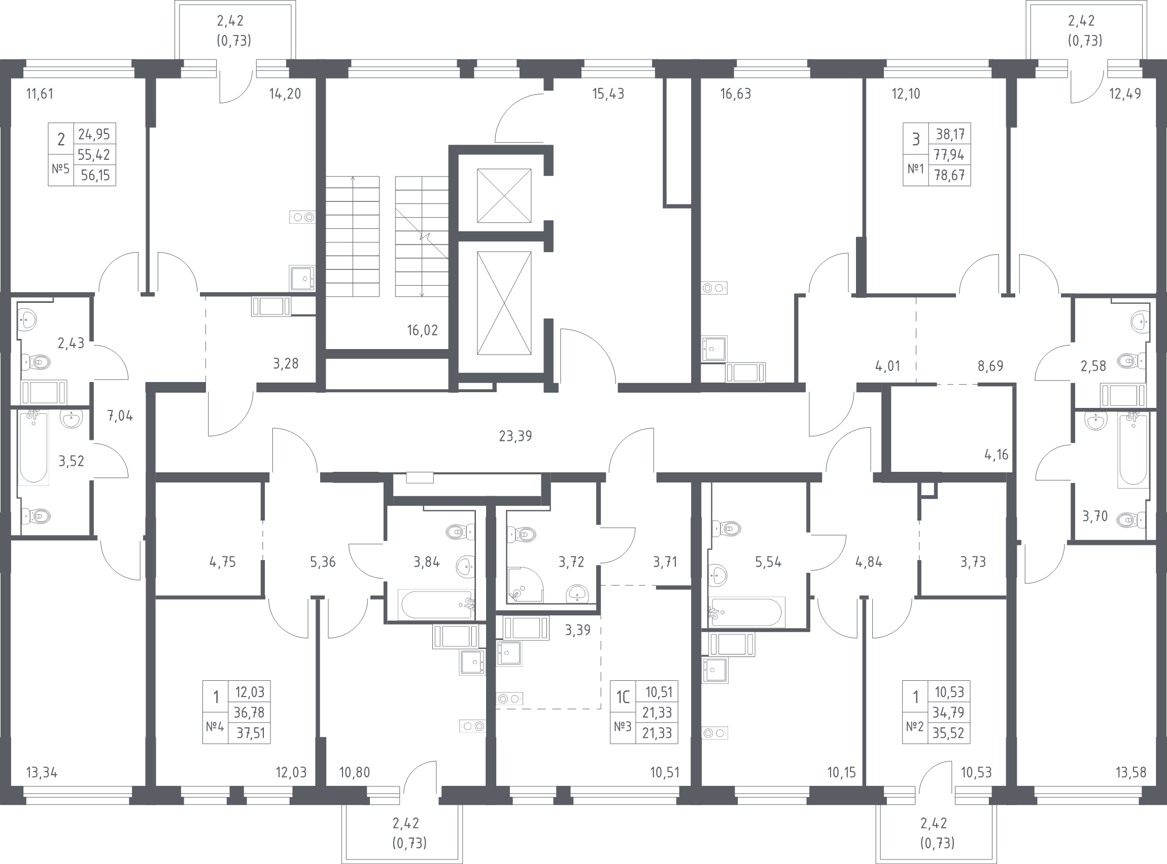 Квартира-студия, 21.33 м² в ЖК "Новое Колпино" - планировка этажа