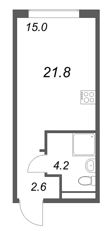 Квартира-студия, 21.8 м² в ЖК "Пулково Лейк" - планировка, фото №1