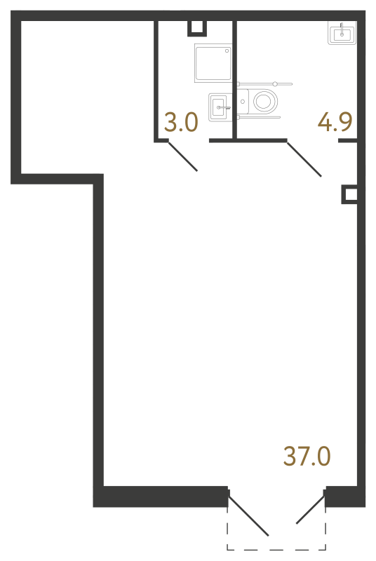 Помещение, 44.9 м² в ЖК "Струны" - планировка, фото №1