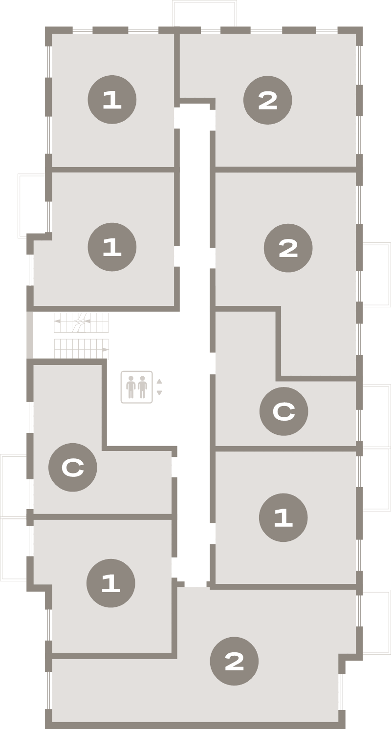 2-комнатная (Евро) квартира, 44.2 м² в ЖК "Брусника в Новоселье" - планировка этажа
